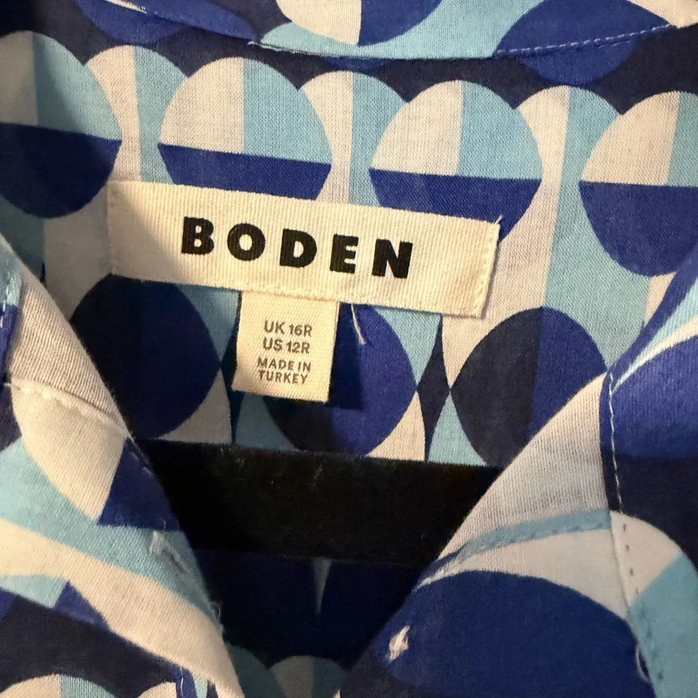 Boden Navy and Light Blue Geometric Button-Up Shirt - Picture 2 of 4